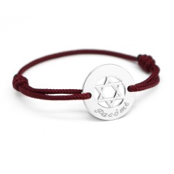 bracelet cordon personnalisé étoile de david argent