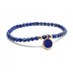 bracelet pierre lapis lazuli personnalisé plaqué or